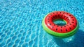 Watermelon Pool Float Summer Fun in Blue Waters Royalty Free Stock Photo