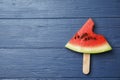 Watermelon popsicle with bite mark Royalty Free Stock Photo