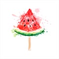 Watermelon popsicle on white background. Summer concept. Vector