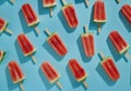 Watermelon Popsicles on a Blue Background Royalty Free Stock Photo