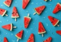 Watermelon Popsicles on a Blue Background Royalty Free Stock Photo
