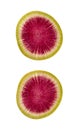 Watermelon Radish Slice Isolated clipping path Royalty Free Stock Photo