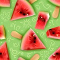 Watermelon Realistic Seamless Pattern