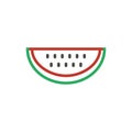 Watermelon red icon vector. Outline color fresh food, line water