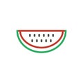 Watermelon red icon vector. Outline color fresh food, line watermelon symbol. Trendy flat ui sign d