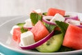 Watermelon salad with feta cheese Royalty Free Stock Photo