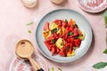 watermelon salad with fried haloumi cheese and mint Royalty Free Stock Photo