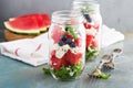 Watermelon salad ina jar with feta