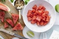 Watermelon salad recipe ingredient in the kitchen