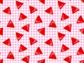 Watermelon seamless pattern design with pinked white gingham background
