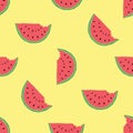 Watermelon Seamless Pattern hand drawn. Vector Illustration Royalty Free Stock Photo