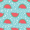 Watermelon Seamless Pattern hand drawn. Vector Illustration Royalty Free Stock Photo