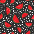 Watermelon Seamless Pattern hand drawn. Vector Illustration Royalty Free Stock Photo