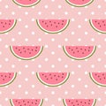 Watermelon seamless pattern with polka dot