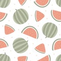 Watermelon seamless pattern on white. Vector illustration