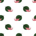 Watermelon seamless repeat pattern on white background