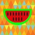 Watermelon on Seamless triangle geometric pattern vector. Concept of summer Royalty Free Stock Photo