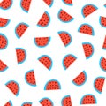 Watermelon seamless vector pattern. Watermelons repeating background red blue white. Scandinavian style cute summer fruit surface Royalty Free Stock Photo