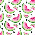 4006 Watermelon Seamless Watercolor Pattern Design Tracery Texture Wallpaper Green Pink