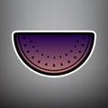 Watermelon sign. Vector. Violet gradient icon with black and whi