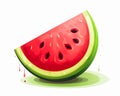 Watermelon Slice with Big Drops of Sweat