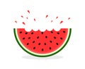 Watermelon slice with bite. Icon of watermelon slice. Half water melon. Logo of juicy water melon in flat style. Cartoon icon Royalty Free Stock Photo