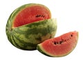 Watermelon with slice - clipping path