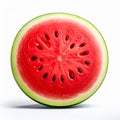 Watermelon Slice Close up with Seeds on White Background Fresh Red Royalty Free Stock Photo