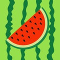 Watermelon slice icon. Cut half seeds. Red fruit berry flesh. Sweet water melon. Natural healthy food. Tropical fruits. Green stri Royalty Free Stock Photo