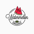 Watermelon slice logo. Round linear of watermelon