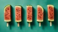 Watermelon slice popsicles on a stick on white 1690446374079 6 Royalty Free Stock Photo