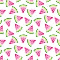 4012 Watermelon Slice Seamless Watercolor Pattern Design Tracery Texture Wallpaper Green Pink