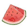 watermelon slice, watermelon cut, summer fruit with pits, watercolor watermelon isolated on white background
