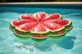 watermelon slices arrayed on a bright pool float Royalty Free Stock Photo