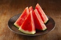 watermelon slices on black plate Royalty Free Stock Photo