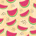 Watermelon slices fresh pattern. Cute seamless background. Exotic colorful tropical fruits Royalty Free Stock Photo