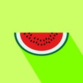 Watermelon slices icon on green background. Royalty Free Stock Photo