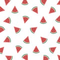 Watermelon slices seamless background, vector illustration Royalty Free Stock Photo