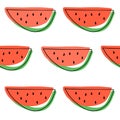 Watermelon slices seamless pattern. Vector flat illustration