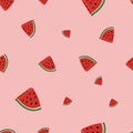 Watermelon and slices simple design pattern for fabric seamless pattern Royalty Free Stock Photo