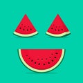 Watermelon slices vector illustration on green