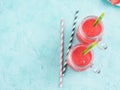 Watermelon smoothie with lime and mint Royalty Free Stock Photo