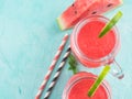 Watermelon smoothie with lime and mint Royalty Free Stock Photo