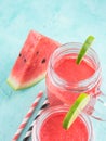 Watermelon smoothie with lime and mint Royalty Free Stock Photo