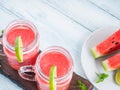 Watermelon smoothie with lime and mint Royalty Free Stock Photo