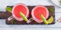 Watermelon smoothie with lime and mint Royalty Free Stock Photo