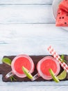 Watermelon smoothie with lime and mint Royalty Free Stock Photo