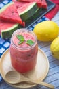 watermelon smoothie refresher tasty of summer, the health benefits of watermelon smoothie Royalty Free Stock Photo