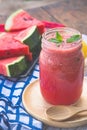 watermelon smoothie refresher tasty of summer, the health benefits of watermelon smoothie Royalty Free Stock Photo