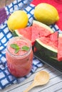 watermelon smoothie refresher tasty of summer, the health benefits of watermelon smoothie Royalty Free Stock Photo